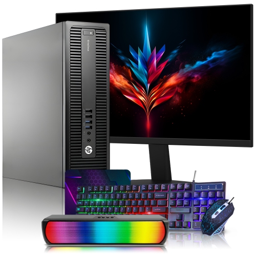 Refurbished - HP SFF Desktop Computer PC Combo - New 24-inch Monitor - Intel Core i7 Processor 32GB RAM 512GB SSD Windows 10 Pro - WiFi - Bluetooth -