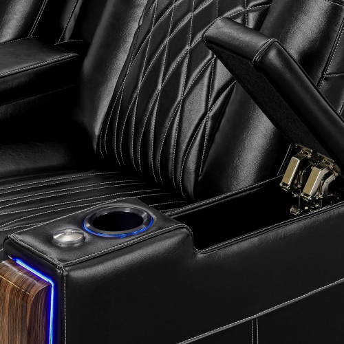 Valencia Tuscany Executive Heat & Massage(Row of 4 Loveseat Left, Executive Black)