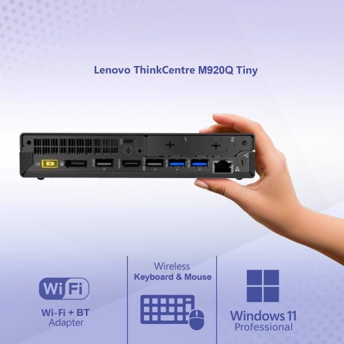 Refurbished - Lenovo ThinkCentre M920q Mini Windows 11 Pro Desktop Computer Tiny PC | Intel i7 Hexa-Core CPU | 16GB DDR4 RAM | 512GB NVMe SSD |