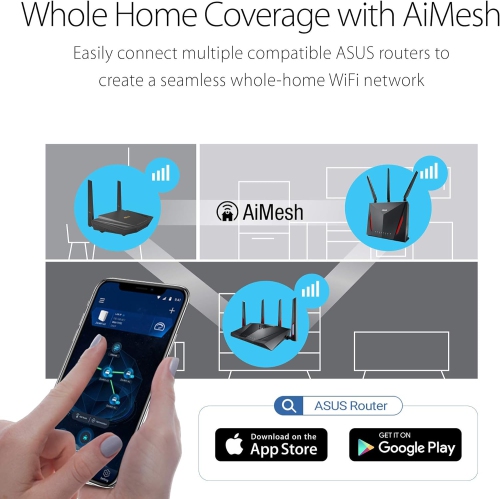 Refurbished - ASUS RT-AX55 (AX1800) Dual Band WiFi 6 Extendable Router, Subscription-Free Network Security, Instant Guard