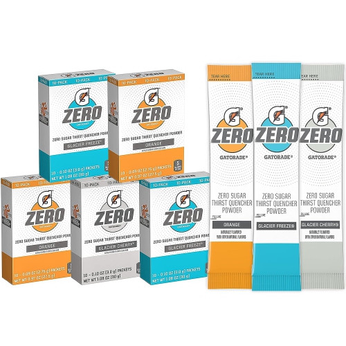 Gatorade G Zero Powder, Glacier Cherry Variety Pack, 0.10oz Individual Packets - 10 Count