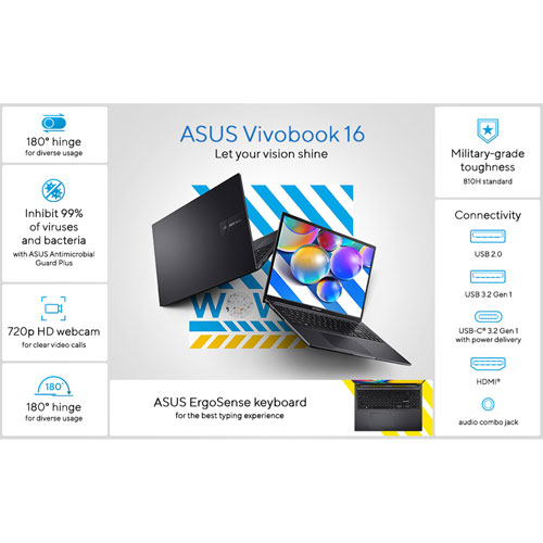 ASUS Vivobook 16 16" Laptop - Indie Black - English