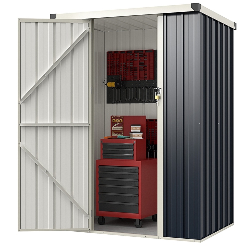 GYMAX  4 X 3 Ft Metal Outdoor Storage Shed W/ Lockable Door Garden Utility Tool House