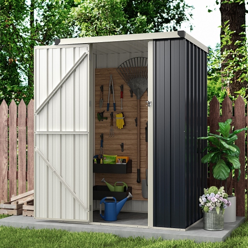 Gymax 4 x 3 FT Metal Outdoor Storage Shed w/ Lockable Door Garden Utility Tool House