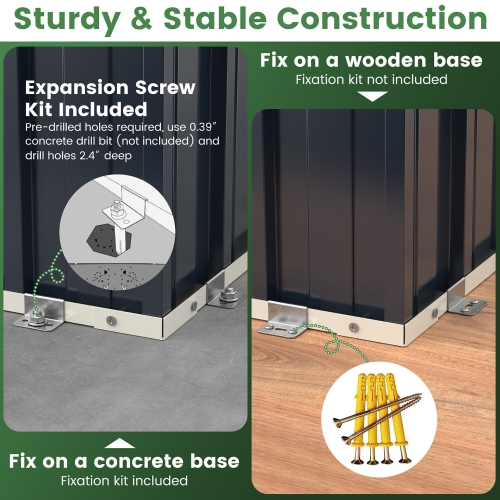 Gymax 8 x 6.3 FT Metal Outdoor Storage Shed w/ Lockable Door Pitched Tool Shed Roof