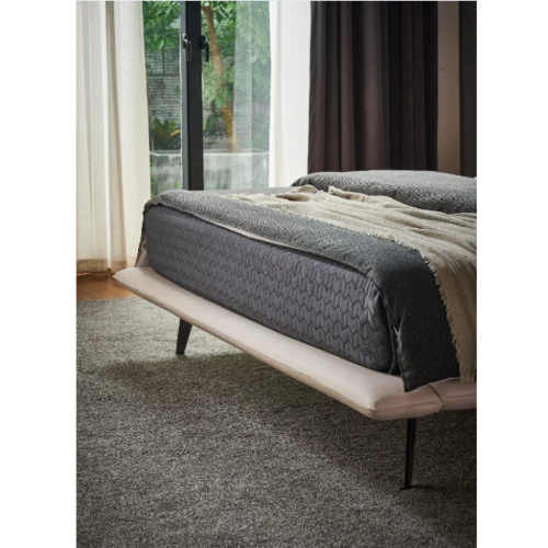 LivinVeluris Upholstered Modern Leather Bed Frame - Beige