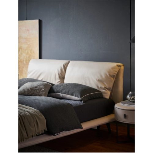 LivinVeluris Upholstered Modern Leather Bed Frame - Beige