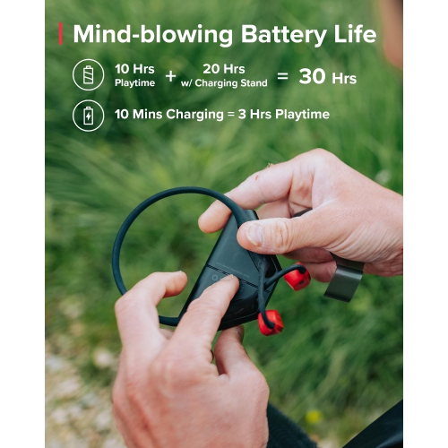 SUUNTO Wing Open-Ear Bone Conduction Bluetooth Wireless Sport Headphone with Charging Stand - Red