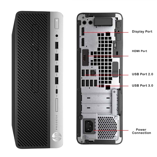 HP ProDesk 600 G4 Small Form Factor Desktop - Intel Core i5, 32GB Memory, 1TB SSD, Win 11 Pro + 24" Monitor by HP - Refurbished condition - Image 3