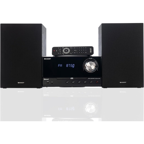 Sharp Micro Component 200W Max Power Wireless Bluetooth Audio Streaming & MP3/CD Player Speaker System - Black Oak