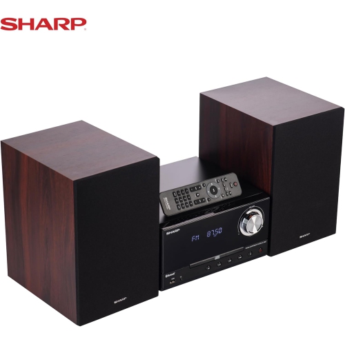 Sharp Micro Component 200W Max Power Wireless Bluetooth Audio Streaming & MP3/CD Player Speaker System - Brown Oak