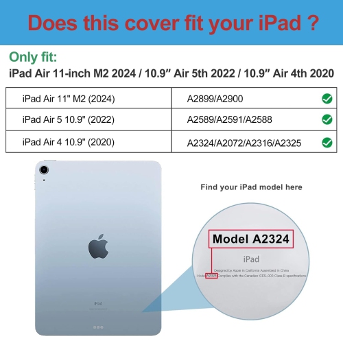 ProCase Smart Case for iPad Air 11-inch M2 2024/10.9 Air 5th Generation 2022/10.9 Air 4th 2020, Protective Cover for iPad Air 11 /Air 5 4 Gen -Mgreen