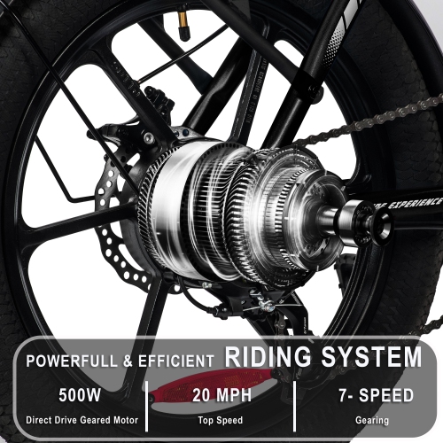 Rover By Land Rover 500-Watt Folding E-Bike with Pedal Assist-Black