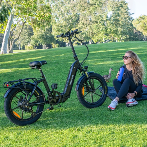 Rover By Land Rover 500-Watt Folding E-Bike with Pedal Assist-Black