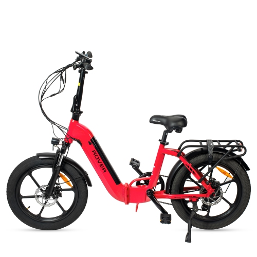 Rover By Land Rover 500-Watt Folding E-Bike with Pedal Assist-Red