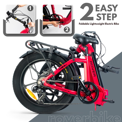 Rover By Land Rover 500-Watt Folding E-Bike with Pedal Assist-Red