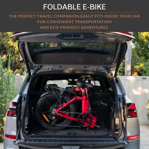 Rover By Land Rover 500-Watt Folding E-Bike with Pedal Assist-Red