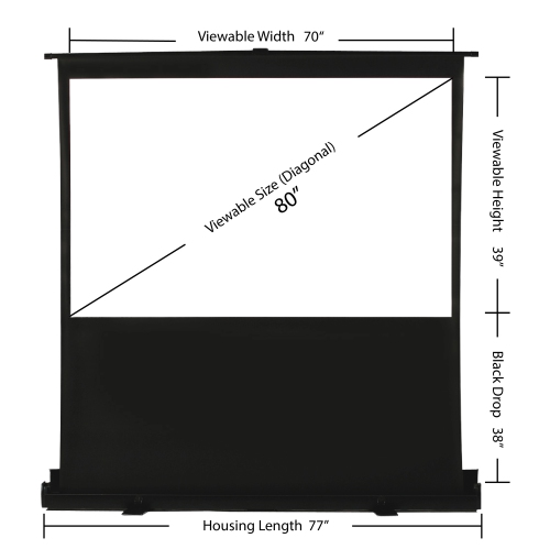 the MUBU Alpha 80" Tab-Tension portable Pull Up projector screen with stand and carry case, floor pull-up, 16:9, 4K, outdoor projector screen