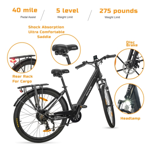 Rover By Land Rover 500-Watt Trekking E-Bike with Pedal Assist