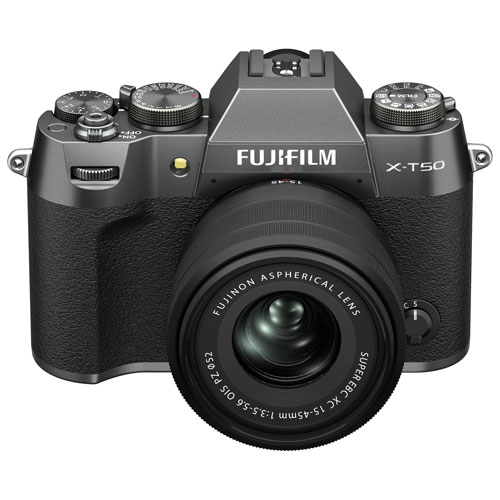 Appareil photo sans miroir X-T50 de Fujifilm avec objectif 15-45 mm - Argenté anthracite