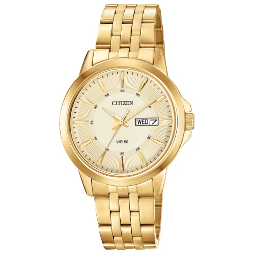 Citizen Mens Quartz Watch 41mm Gold-Tone Stainless Steel Case and Bracelet with Champagne Dial