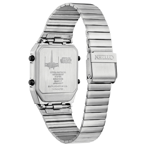 Star Wars Mens Rebel Pilot Japanese Quartz Watch 33mm Silver-Tone Stainless Steel Case and Bracelet with Black Dial