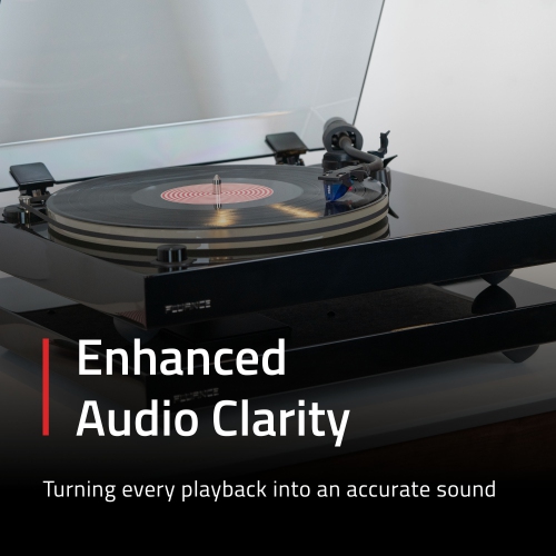 Fluance IB40 Turntable Isolation Base Anti-Vibration Wood Platform with Height Adjustable Feet and Bubble Level