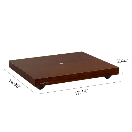 Fluance IB40 Turntable Isolation Base Anti-Vibration Wood Platform with Height Adjustable Feet and Bubble Level