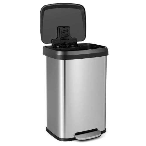 COSTWAY  13.2 Gallon Step Trash Can Stainless Steel Airtight Garbage Bin for Home Kitchen