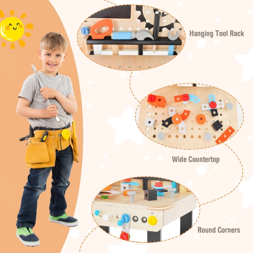 Banc d'outils pour enfants de Costway, établi factice avec outils et accessoires réalistes