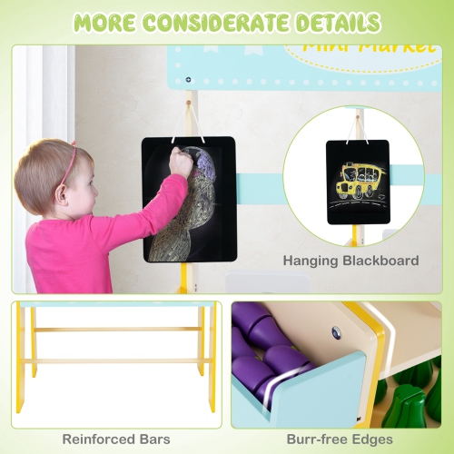 Costway Kid's Pretend Play Grocery Store Toddler Supermarket Toy Set with Cash Register