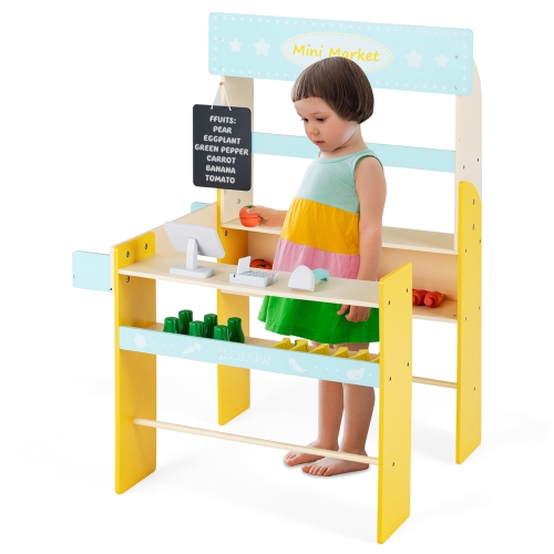 Costway Kid's Pretend Play Grocery Store Toddler Supermarket Toy Set with Cash Register