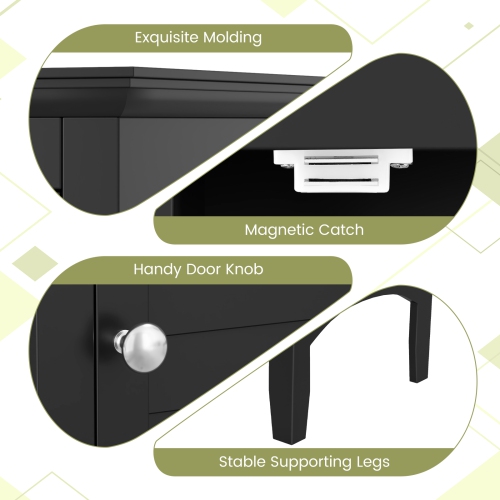 Costway Tall Bathroom Floor Cabinet Narrow Linen Tower with 2 Doors & Adjustable Shelf