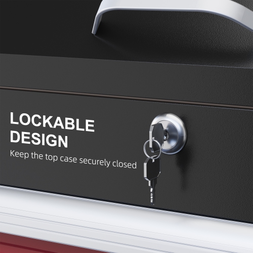 HOMCOM Rolling Tool Cart with Wheels, 330 LBS Capacity Steel Heavy Duty Cart with 2 Drawers, Tray, Lockable Tool Chest with Flip Top for Garage,