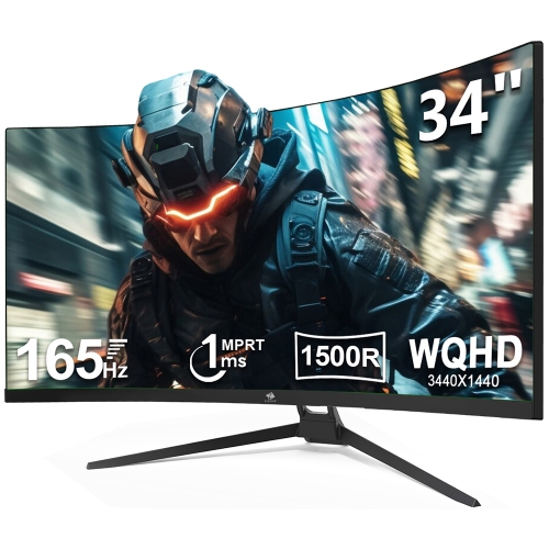 Moniteur de jeu ultralarge incurvé 1&nbsp;ms 2K 165&nbsp;Hz 21:9 3440 x 1440 UG34 34 UWQHD de Z-EDGE - Noir