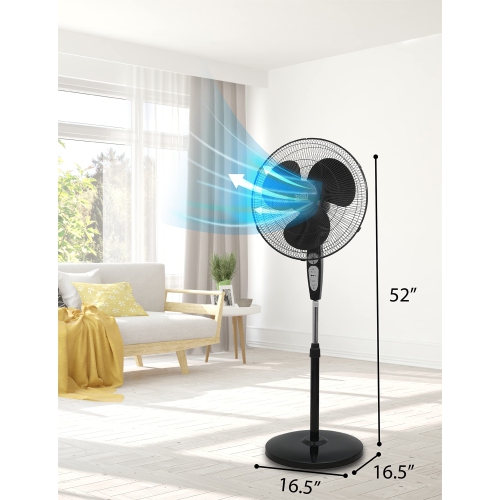 BLACK+DECKER 18-Inch Stand Fan with Remote Control, 3-Speed Settings, Black