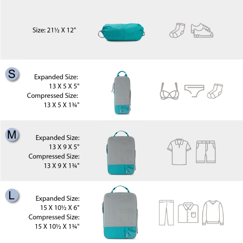 Bagsmart – cubes de rangement à compression, sarcelle