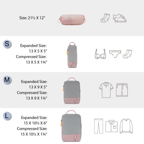 Bagsmart – cubes de rangement à compression, rose