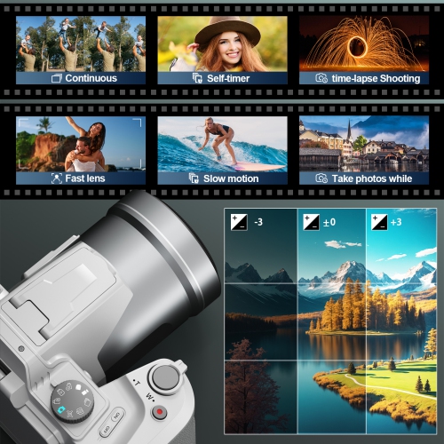 64MP Digital Camera for Photography and Video, 5K Vlogging Camera for YouTube with 3’’ Flip Screen,16X Digital Zoom, WIFI& Autofocus,2 Batteries,