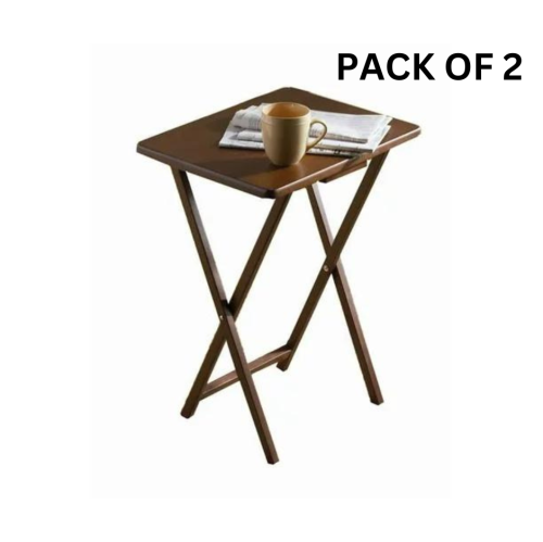 Mehiaz Single Tray Table Walnut Solid Wood Construction - Brown Pack of 2