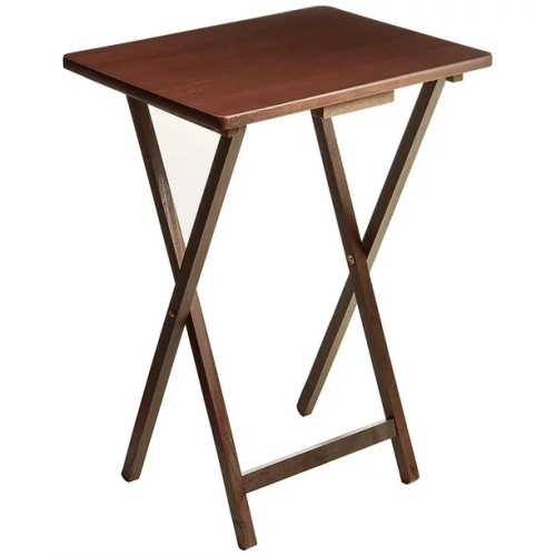 Mehiaz Single Tray Table Walnut Solid Wood Construction - Brown Pack of 2