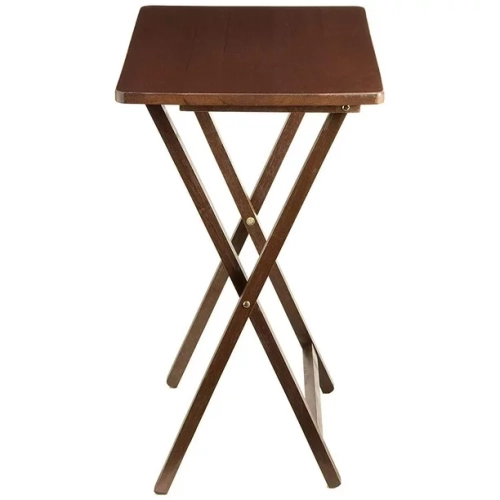 Mehiaz Single Tray Table Walnut Solid Wood Construction - Brown Pack of 2