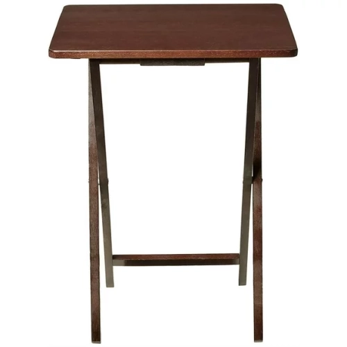 Mehiaz Single Tray Table Walnut Solid Wood Construction - Brown Pack of 2