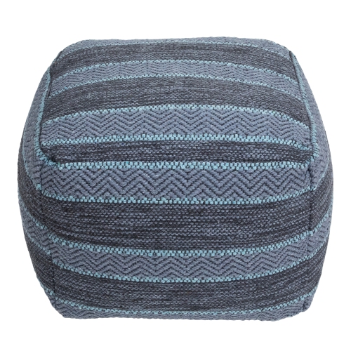 Striped Woven Cotton Square Pouf - 14" - Gray