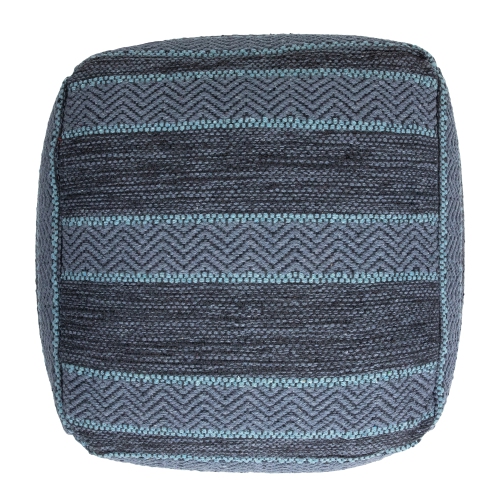 Striped Woven Cotton Square Pouf - 14" - Gray