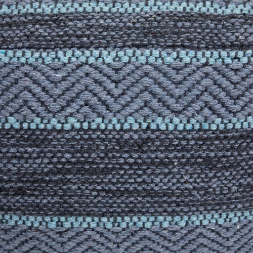 Striped Woven Cotton Square Pouf - 14" - Gray