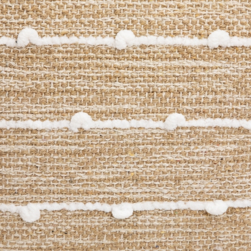 Woven Cotton Textured Stripe Square Pouf - 14" - Beige
