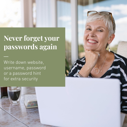 Rileys & Co Livre de mots de passe avec onglets alphabétiques, gestionnaire de mots de passe, livrets de mots de passe pour les aînés, carnet de mots