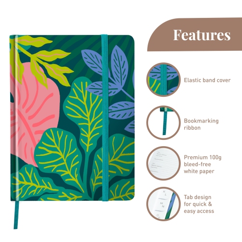 Rileys & Co Organisateur de mot de passe Tropical Paradise - onglets alphabétiques, gestionnaire de mot de passe facile à utiliser, idéal pour les