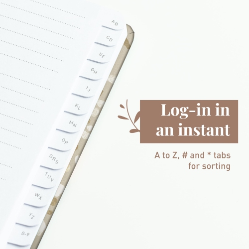 Rileys & Co Compact Terrazzo – Livre de mots de passe alphabétique, organisateur de connexion sécurisé, Internet et site Web nom d’utilisateur beige,